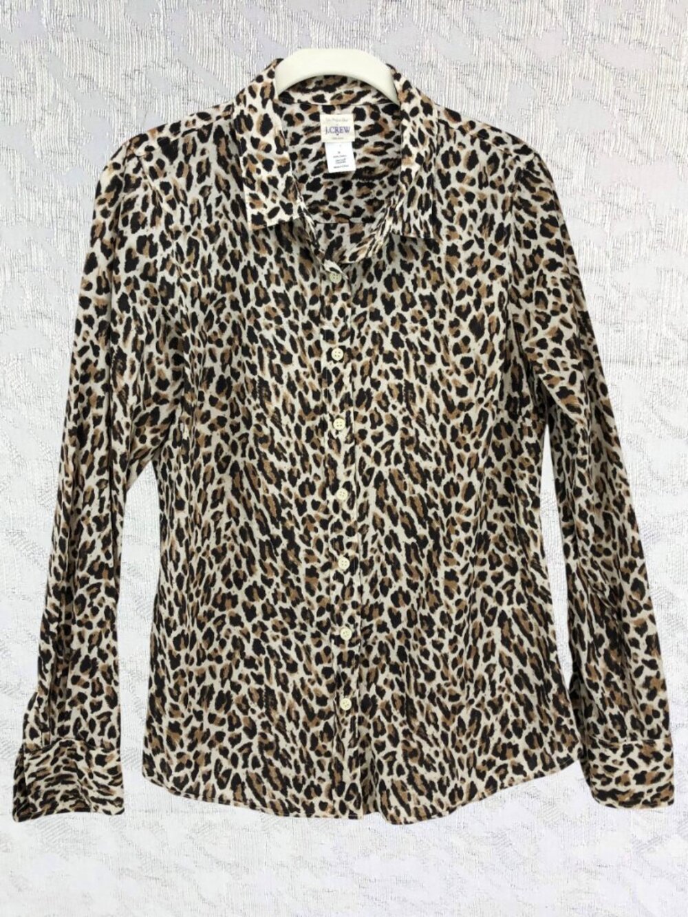 J. Crew “The Perfect Shirt” Leopard Print 100% Cotton Button Down Shirt Size S